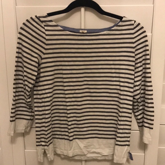 J. Crew Tops - J Crew gray and white striped boatneck shirt